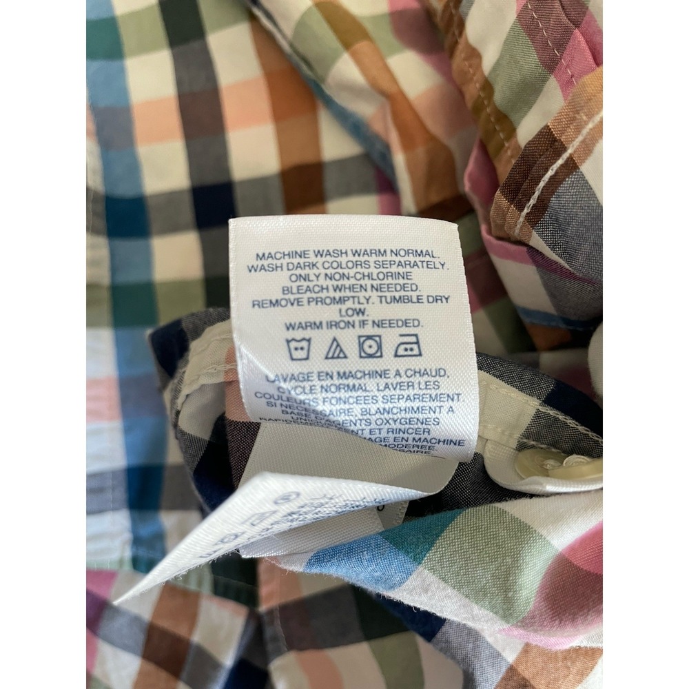 Lands' End Men's L Pastel Plaid Button Down Shirt 100% Cotton Long Sleeve Preppy - Picture 7 of 9